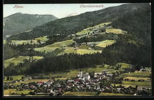 AK Haus, Ortsansicht aus der Vogelschau