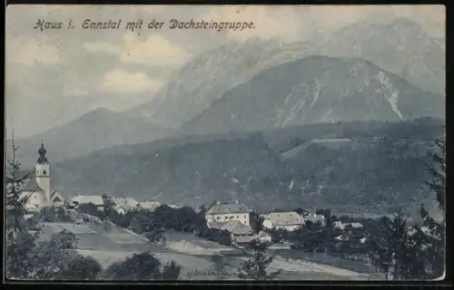 AK Haus, Ortsansicht mit der Dachsteingruppe