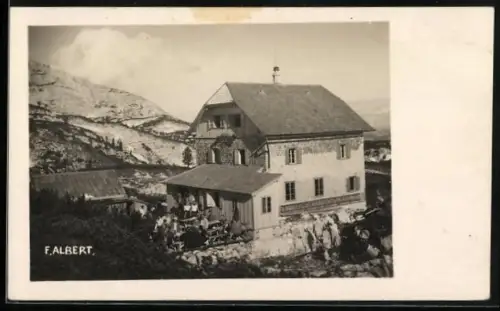 AK Wiesberghaus am Dachstein, Ansicht aus der Vogelschau