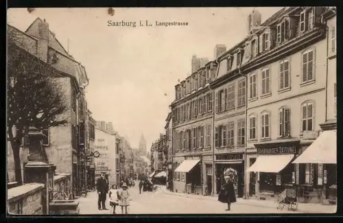 AK Saarbourg, Langestrasse mit Saarburger Zeitung