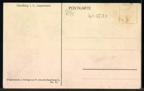 AK Saarbourg, Langestrasse mit Saarburger Zeitung