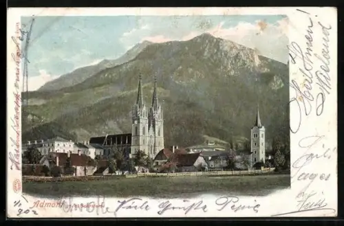 AK Admont, Panorama m.d. Sparafeld, um 1900
