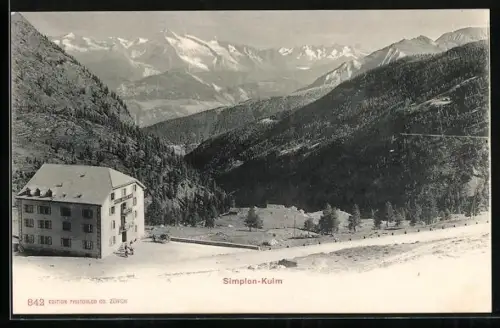 AK Simplon-Kulm, Blick auf das Hotel Belle Vue