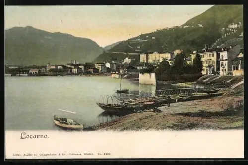 AK Locarno, Panorama mit Booten