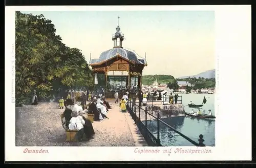 AK Gmunden, Esplanade mit Musikpavillon