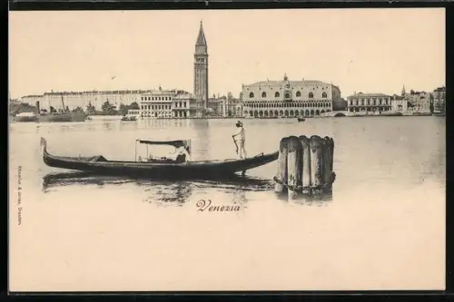 AK Venezia, Panorama mit Gondel