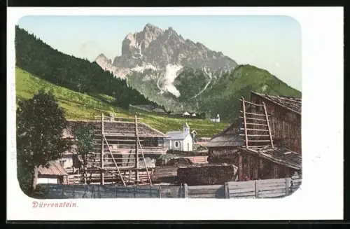 AK Dürrenstein, Ortspartie mit Kapelle
