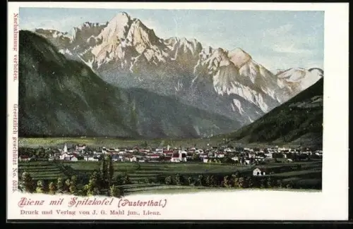 AK Lienz, Lienz mit Spitzkofel (Pusterthal.), Gesamtansicht