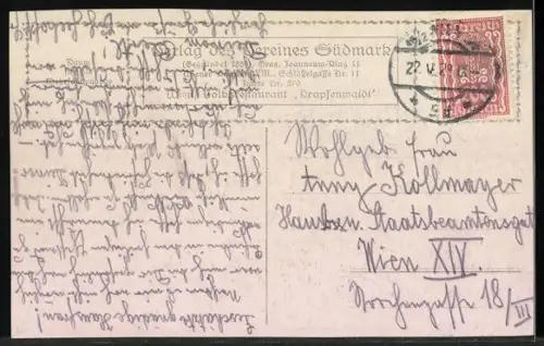 Künstler-AK Richard Moser: Wien, Restaurant Krapfenwaldl