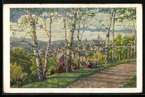 AK Reichenberg / Liberec, Ortsansicht von der Liebiegshöhe