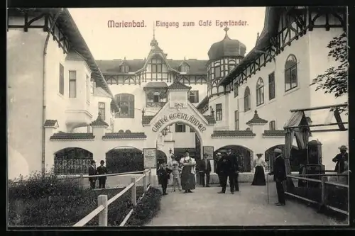 AK Marienbad, Eingang zum Café Egerländer