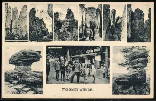 AK Tyssa, Steinformationen der Tyssaer Wände und Reisegruppe