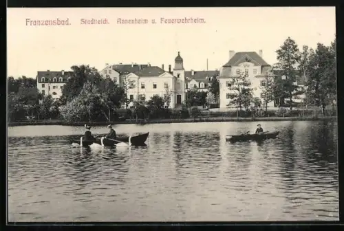 AK Franzensbad, Stadtteich, Annenheim u. Feuerwehrheim