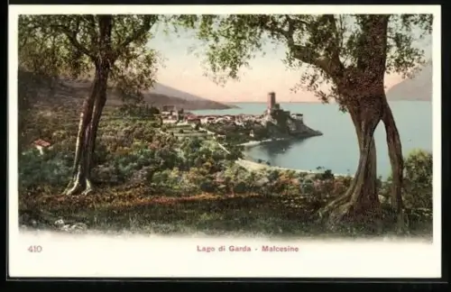 AK Malcesine, Panorama mit Gardasee
