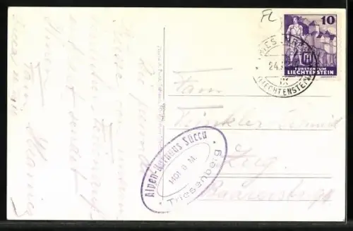 AK Triesenberg /Liechtenstein, Alpen-Kurhaus Sücca mit Berglandschaft