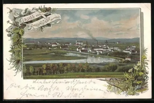 AK Hohenstadt i. Nordmähren, Ortsansicht mit Flusspartie
