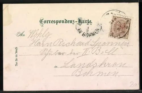 AK Hohenstadt i. Nordmähren, Ortsansicht mit Flusspartie
