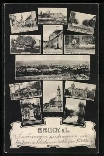 AK Bruck a. L., Kirchenplatz, Schloss Prugg, Hoflagerstrasse, Palmenhaus