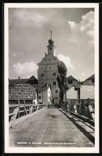 AK Gmünd, Maltabrücke mit Stadtturm