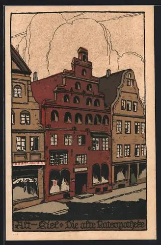 Steindruck-AK Kiel, Die alte Ratsapotheke