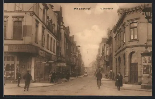 AK Wilhelmshaven, Marktstrasse mit Geschäften