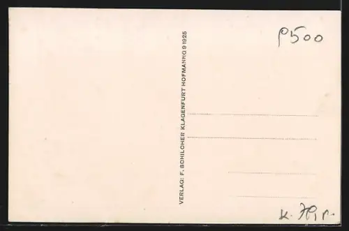 AK Villach, Gesamtansicht mit Mangart aus der Vogelschau