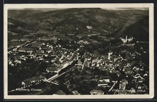 AK Wolfsberg /Kärnten, Totalansicht vom Flugzeug aus