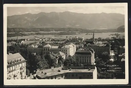 AK Villach, Ortsansicht gegen Süden m. Karawanken