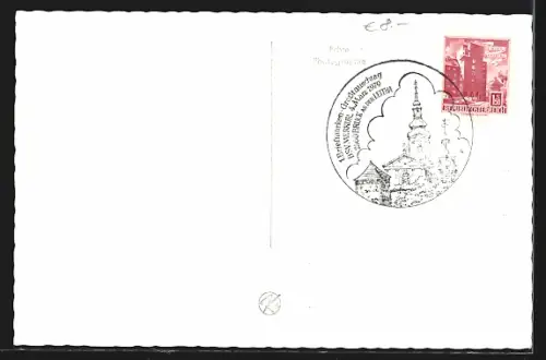 AK Bruck an der Leitha, Strassenpartie mit Turm u. Kirche