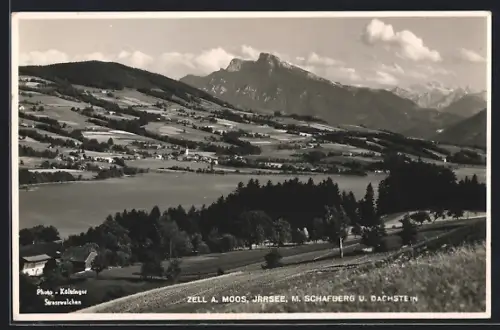 AK Zell a. Moos, Irrsee, Gesamtansicht mit Schafberg u. Dachstein