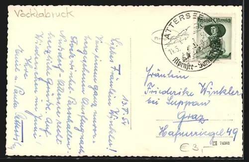 AK Nussdorf am Attersee, Ortsansicht aus der Vogelschau