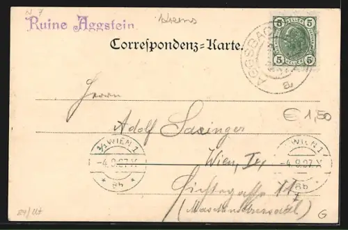 AK Aggstein, Blick zur Ruine Aggstein