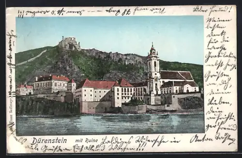 AK Dürenstein, Gesamtansicht mit Ruine
