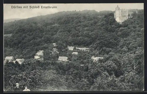 AK Dörfles, Ortsansicht mit Schloss Ernstbrunn