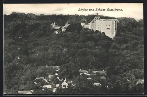 AK Dörfles, Ortsansicht und Schloss Ernstbrunn