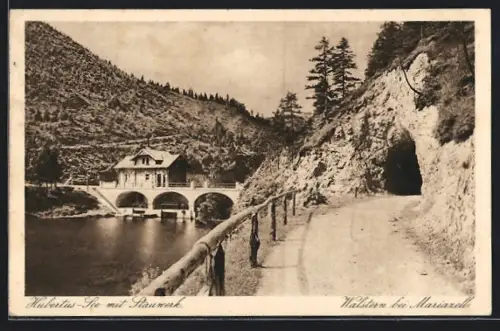 AK Mariazell, Hubertus-See in der Walstern mit Stauwerk