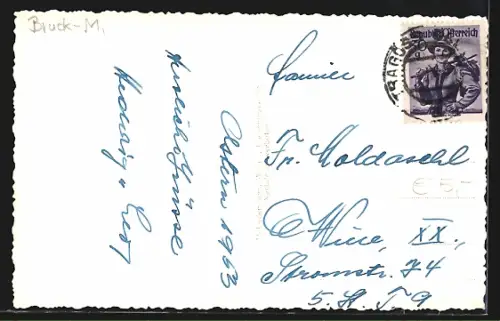 AK Tragöss-Oberort /Stmk., Ortspartie mit Kirche gegen Pribitz