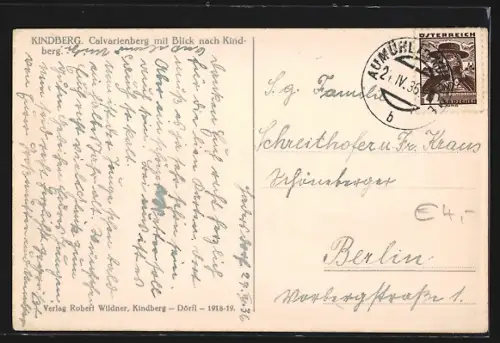 AK Kindberg, Calvarienberg mit Blick nach Kind