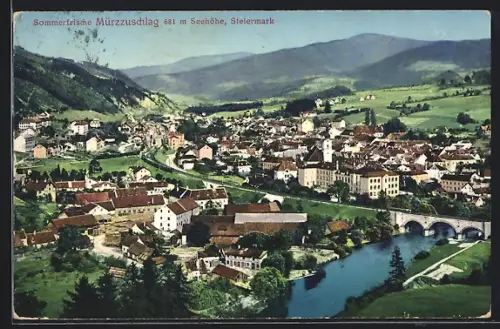 AK Mürzzuschlag /Steiermark, die Sommerfrische aus der Vogelschau