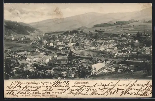 AK Mürzzuschlag, Totalansicht aus der Vogelschau
