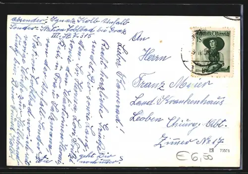 AK Tobelbad bei Graz, Blick auf die Unfall-Sonderstation