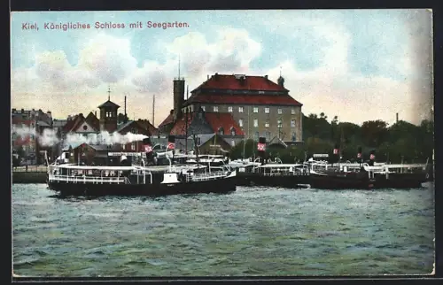 AK Kiel, Königliches Schloss, Seegarten, Dampferanleger