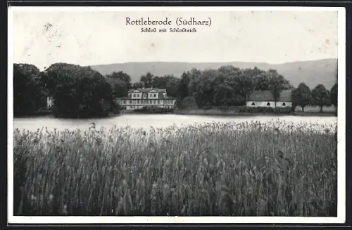 AK Rottleberode /Südharz, Schloss mit Schlossteich
