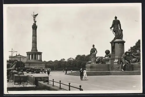 AK Berlin-Tiergarten, Siegessäule und Denkmal