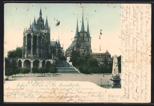 AK Erfurt, Dom u. St. Severikirche, Obelisk