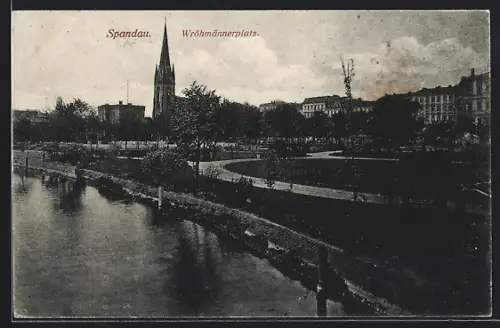 AK Berlin-Spandau, Wröhmännerplatz mit Kirche