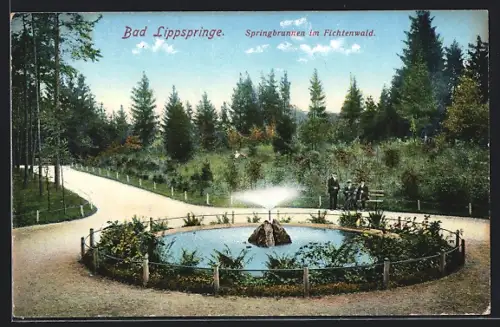 AK Bad Lippspringe, Springbrunnen im Fichtenwald