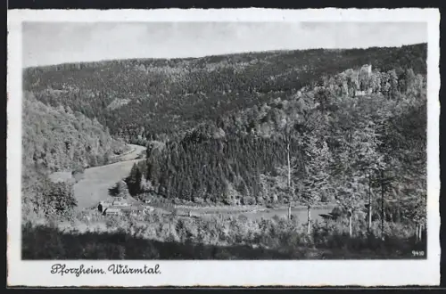 AK Pforzheim, Würmtal aus der Vogelschau