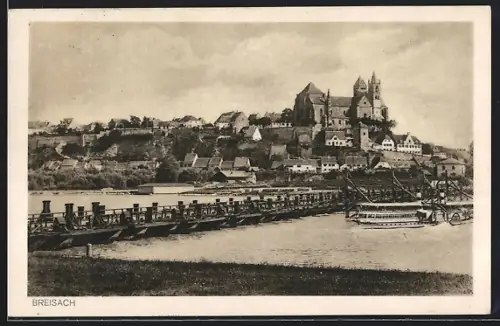 AK Breisach, Stadtansicht mit Münster und Schiffsbrücke