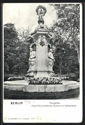 AK Berlin-Tiergarten, Haydn-Mozart-Beethoven-Denkmal am Goldfischteich